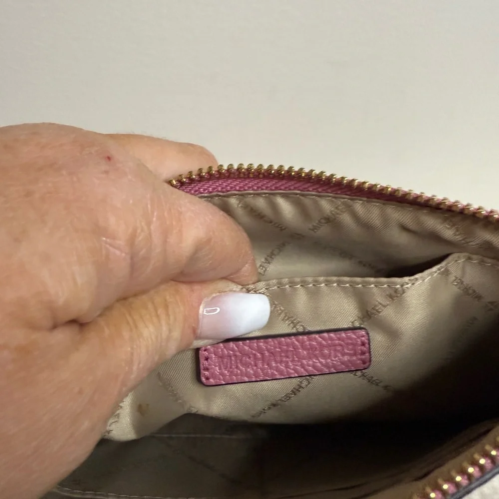 Michael Kors Berry Pink Large Wristlet/Clutch pebbled leather